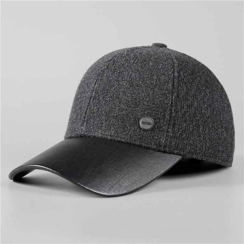 

Шапка Мужская Зимняя Теплая Бейсболка Осень Зима Защита Ушей Хлопковая Шапка Adjustable темно-серого