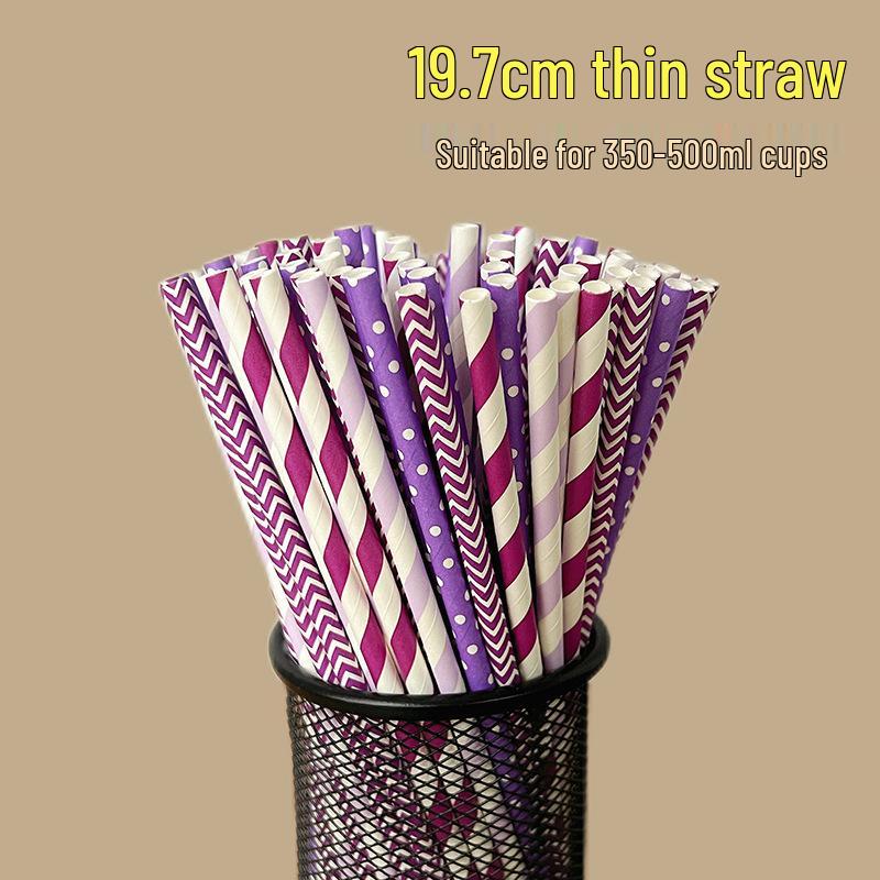 100 Biodegradable Striped Paper Straws - Colorful Drink Party Decorations