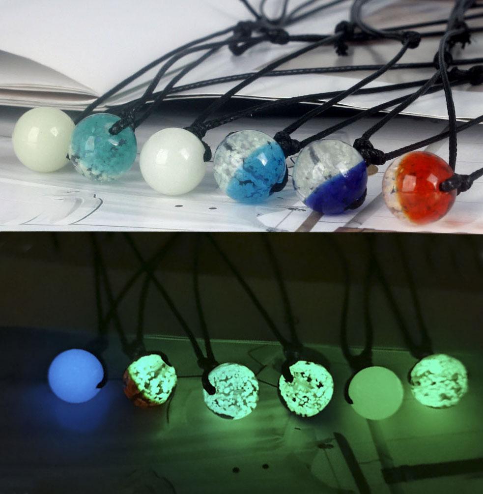 Retro Luminous Pendant & Round Bead Necklace
