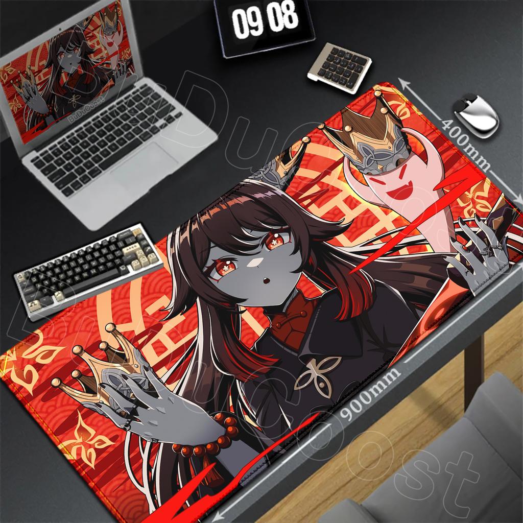 HD Genshin Impact Hu Tao Game Mousepad PC Gaming Accessories Laptop Pad Non-Slip Rubber Soft Edge locking XXL Large Keyboard Mat