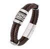 Double Layer Punk Brown Braided Leather Bracelet for Men with Metal Magnetic Clasp Stylish Business Bracelet Jewelry Gift