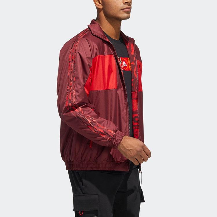 Adidas Year Of The Tiger Limited Edition Reversible Colorblock Stand Collar Logo Jacket Men Jacket Red HC0270