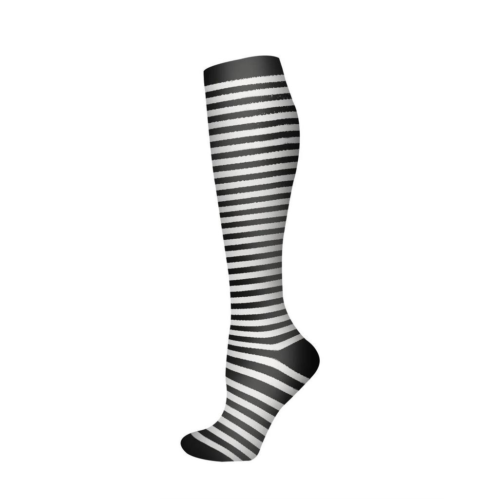 Calze a compressione Pois piccoli Righe Colore caramella Vene varicose Infermiere Sport Corsa Polpaccio Pressione Calze Protezione Piedi Supporto
