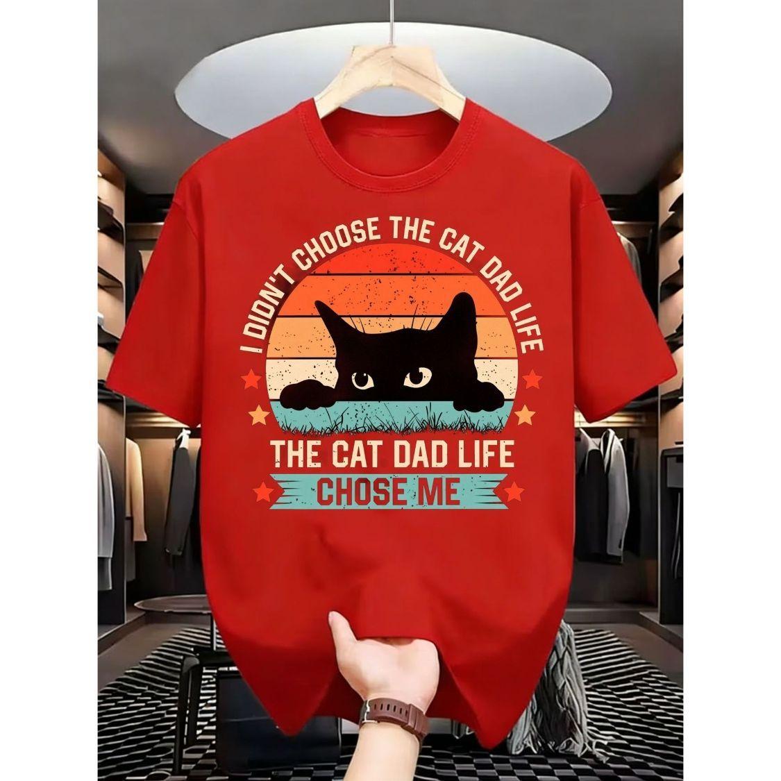 

2026 New Vintage Sunset Gradient Black Cat Head Print Crew Neck Plus Size Short Sleeve TShirts for Men and Women S