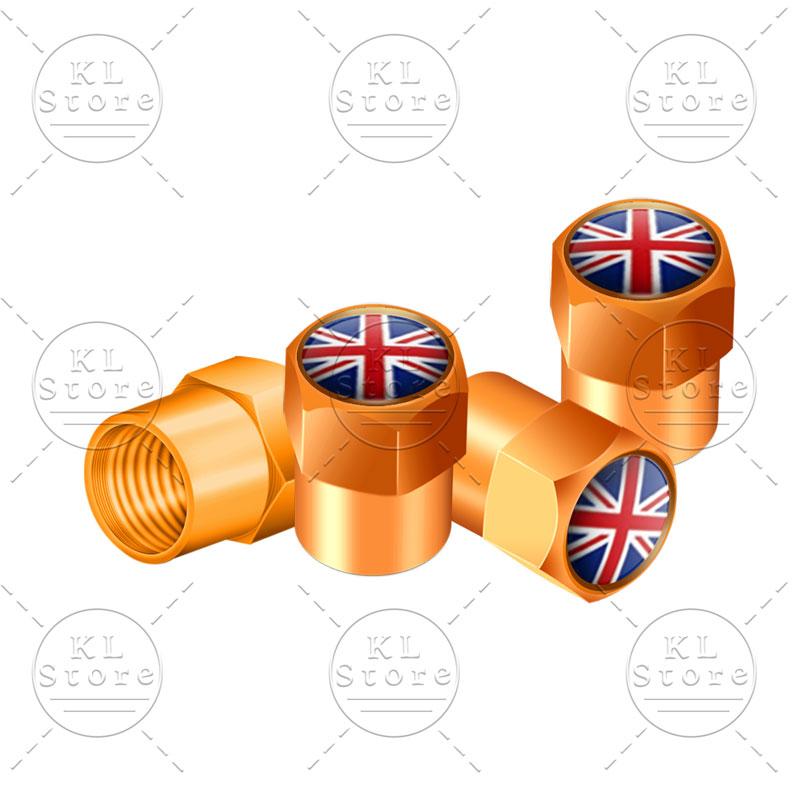 Exterior 4Pcs United Kingdom National Flag Badge Car Wheel Tyre Tires Valve Stem Caps Dust-proof Cover For Universal Automobiles