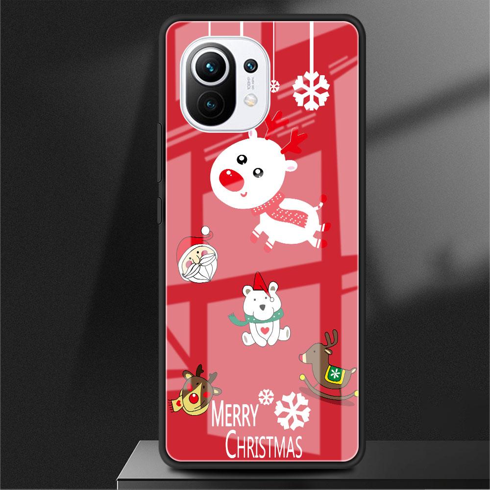 

Рождественский стеклянный чехол со снеговиком для Xiaomi Poco X3 NFC 11 Lite 11T F3 M3 для Redmi Note 11 10 9 8 Pro 10S 9S 9A 9C чехол для телефона Redmi Note 9S