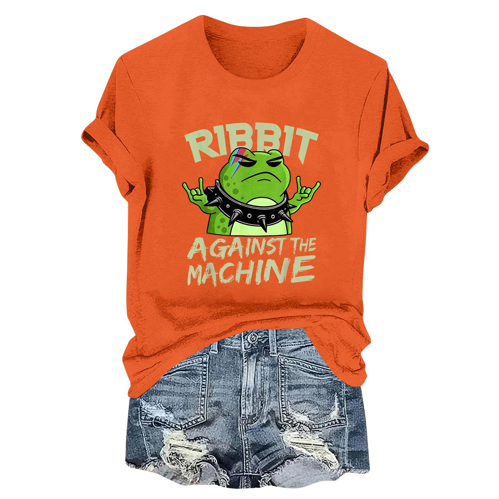 

Женская модная повседневная футболка-пуловер с принтом, круглым вырезом и короткими рукавами XXXL оранжевый