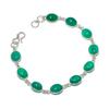 Natural Green Onyx Gemstone Handmade 925 Sterling Silver Bracelet 7-8" ASB-3056