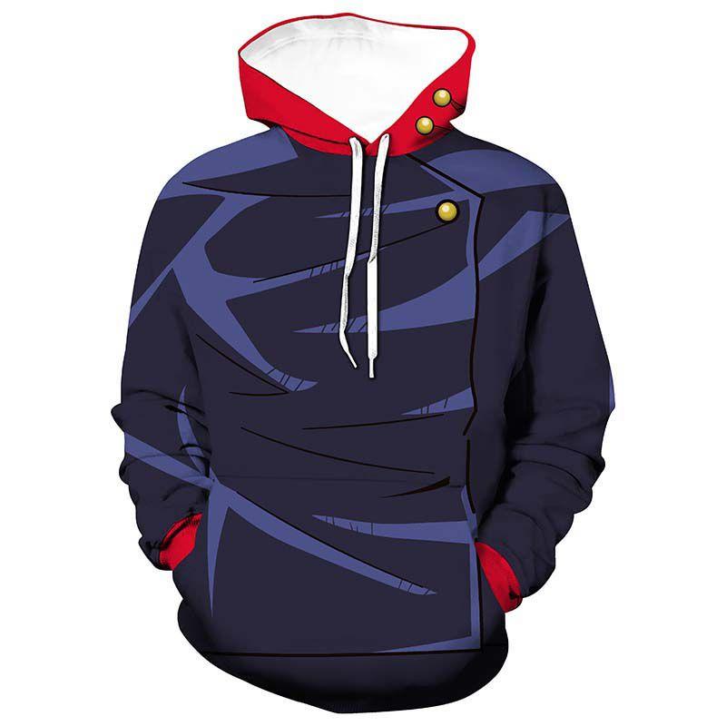 Men Jujutsu Anime Kaisen Hoodies Coat Pullover Sweatshirt Hooded Tops Jumper