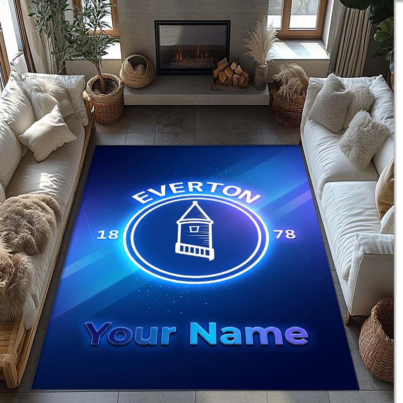 Everton FC Printed Crystal Velvet Rug Non‑Slip Crystal Velvet Carpet For Sofa Bedroom Indoor Home Decoration
