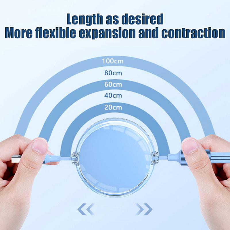 3 In 1 Retractable 100W Fast Charge Data Cable For Iphone 14 Usb Type C/Micro For Sumsung Xiaomi 13 Huawei Phone Charge Usb Cord