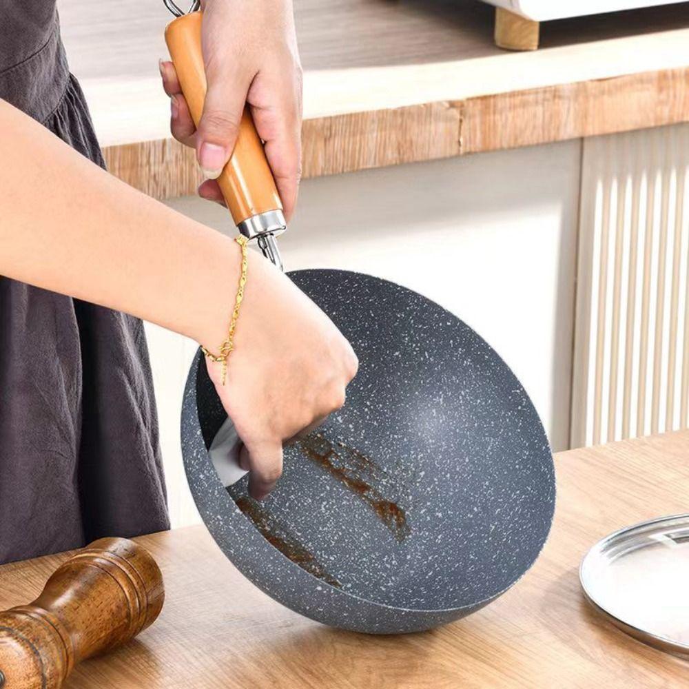 Non-stick Marble Pattern Wok Rapid Heat Milk Pot Useful Stir Fry Pan  Dormitory