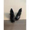 Small 8cm high-heeled Velcro high-heeled loafers one-pedal single shoes women's commuter round head thick-heeled small leather shoes