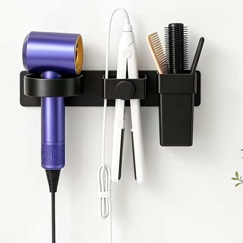 Wall Mounted Hair Dryer Holder Bathroom Hair Tool Storage Rack No Drill Self Adhesive Organizer for Hair Dryer Brush and Comb