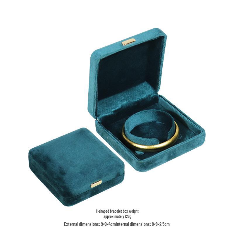 Caixa de Joias de Veludo com Fivela Dourada e Cantos Arredondados para Anéis, Colares e Pulseiras