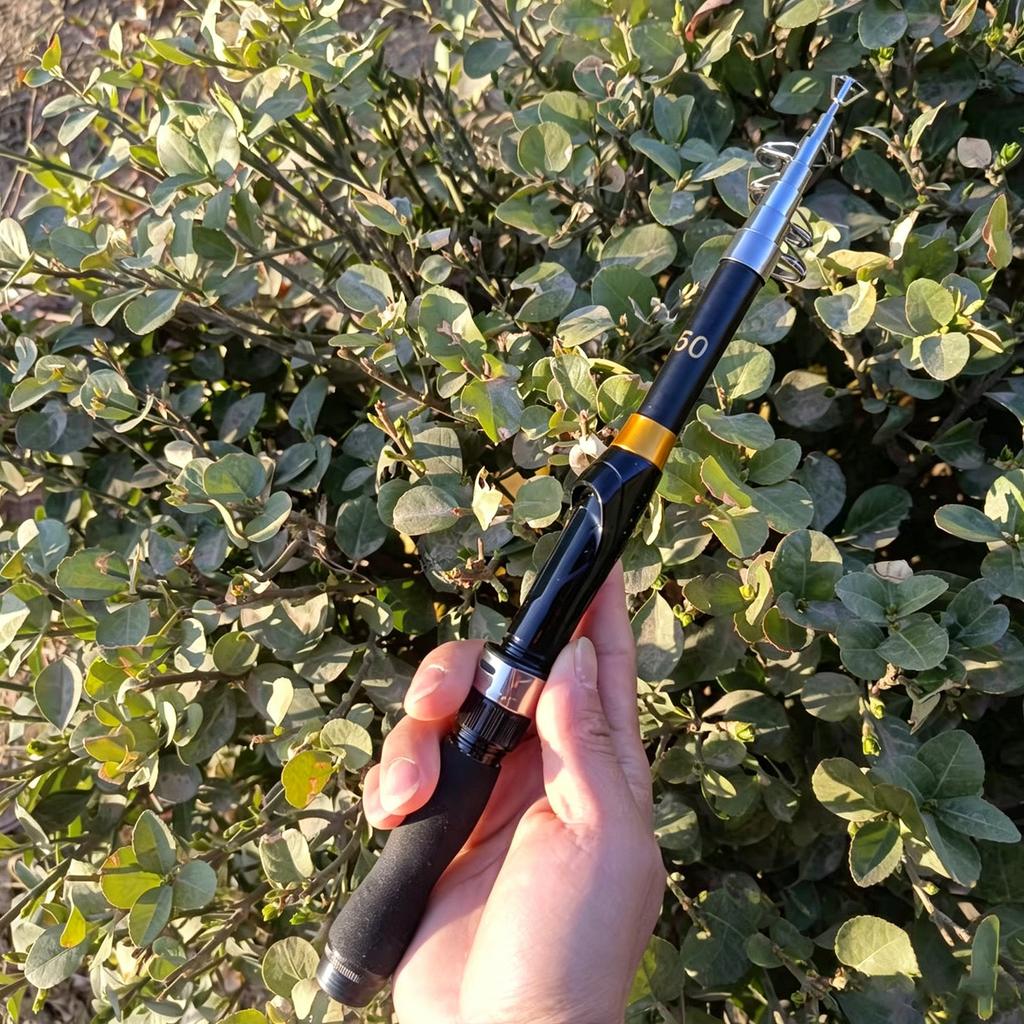 Mini Travel Rod Lightweight and Compact Design Extendable Fishing Rod Portable Angling Pole for Saltwater and Freshwater