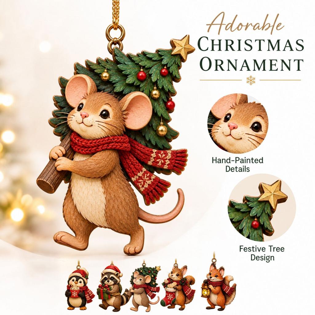 Christmas Tree Acrylic Ornament, 2D Flat Holiday Hanging Decoration for Festive Home Decor