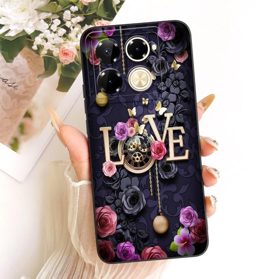 For Infinix Note 40 Pro 4G 5G / Note 40 Pro+ / Note40 X6853 Cute Cat Flower Cartoon Phone Case Soft Silicone Cover Bumpers