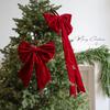 Large bow tie ribbon ornament for Christmas home and For Window hanging decoration crafted with plush velvet fabric