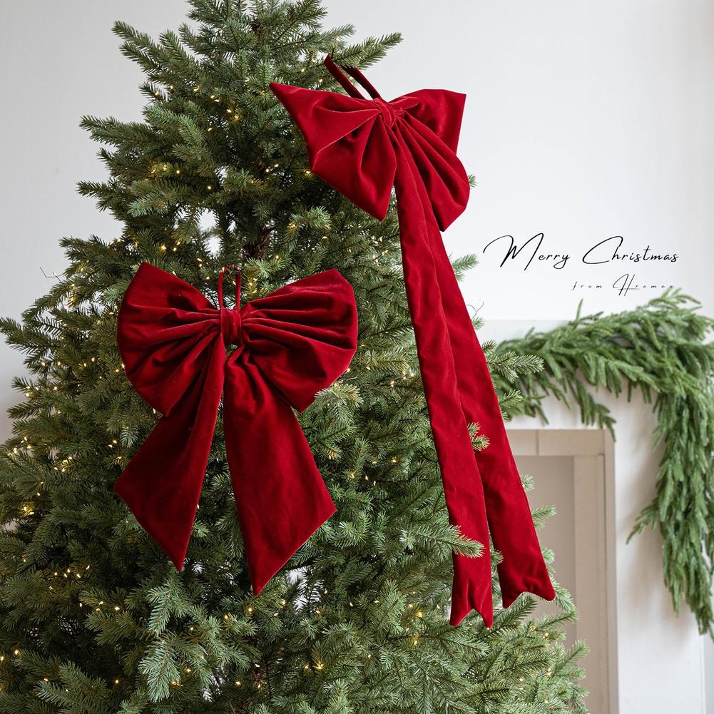 Large bow tie ribbon ornament for Christmas home and For Window hanging decoration crafted with plush velvet fabric