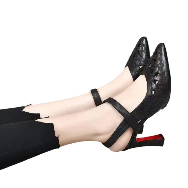 New High-heeled Shoes Pointed-toe Sandals Hollowed-out and Closed-toe High-heeled Shoes for Women