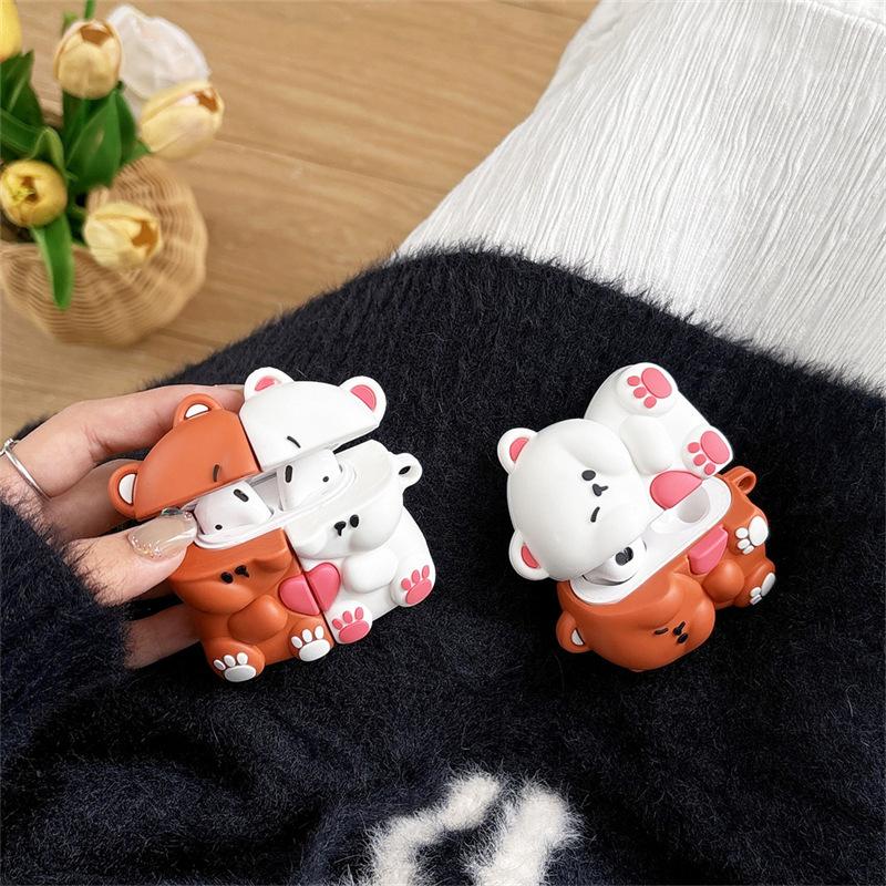 Love sticker bear applies to Apple AirPods1 bluetooth wireless earphone cover 1/1/1 generation pro1 silicone cute