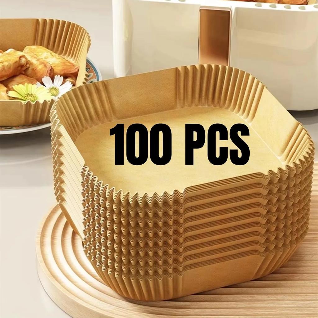 100/50Pcs Air Fryer Baking Paper Liner Oil-proof Disposable Parchment Paper Tray Non-Stick Mat AirFryer Accessories Round