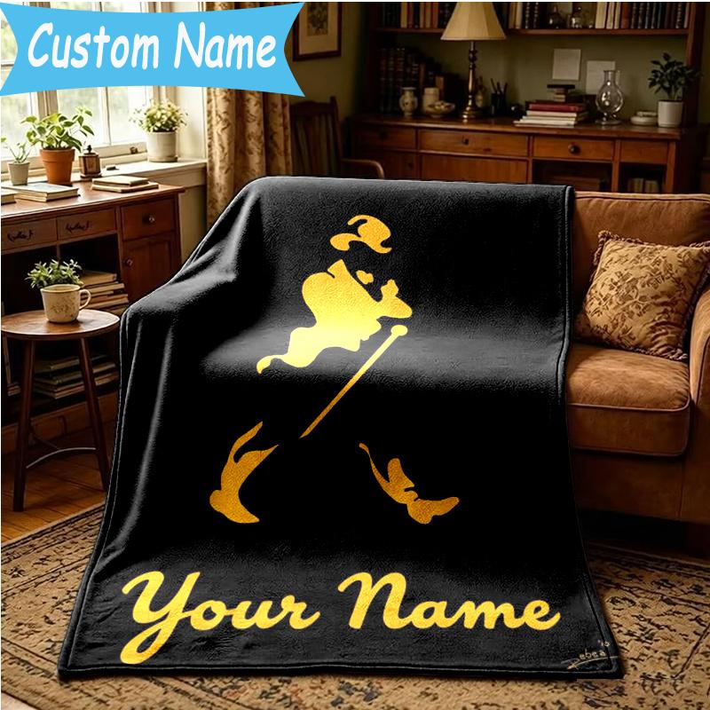 Benutzerdefinierte Decke Johnnie Walker Flanelldecke für Camping, Wandern, Gartenpartys, Picknick-Zubehör, Geschenk für Familie und Freunde