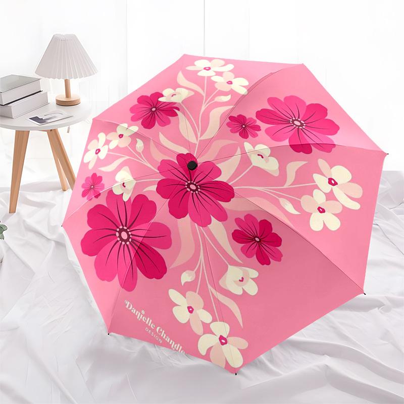

1pc Pink Floral Pattern Design Umbrella with Plastic Handle,Suitable for All Seasons Home Travel Outdoor Umbrellaptys31059