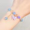Cute Kids Glass Beaded Bracelet Princess Cartoon Crystal Flower Charm Bangle Handmade Jewelry Gift For Girls Students