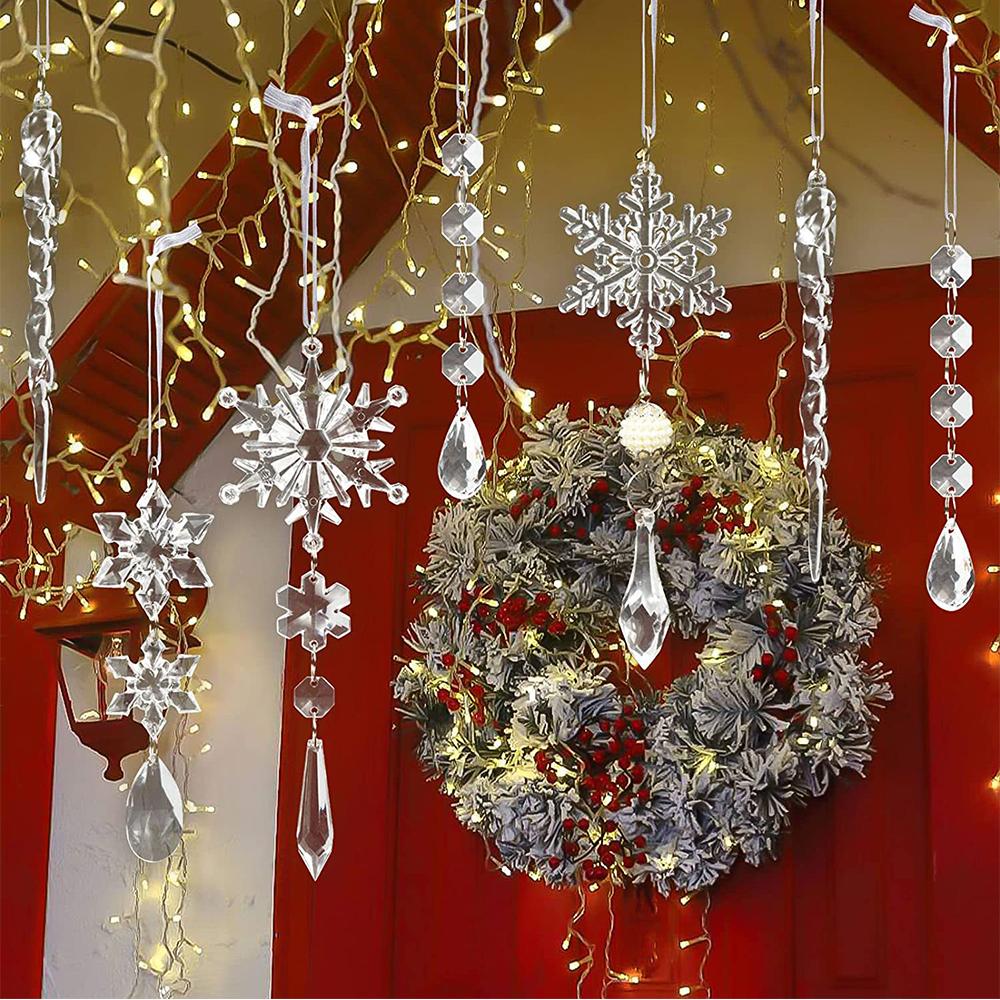 10pcs 5D Resin Snowflakes Diamond Painting Ornaments for Xmas Decor