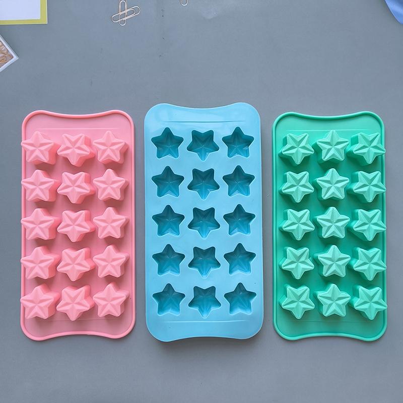 Silikonform für Schokolade mit 15 Mulden, fünfzackiger Stern, Gelee, Fudge, Weihnachtssüßigkeiten, DIY-Form, Eiswürfel, Kuchendekoration, Backform