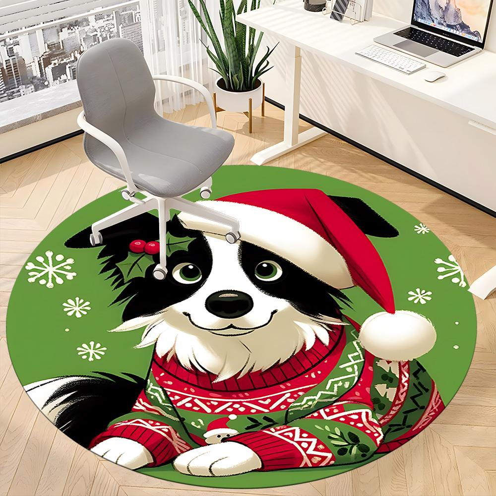 1PC Christmas Pet Office Round Area Rug,  Mat Suitable ForOffice, Under Office Chairs Bedroom Living Room Home Decor, Room Deco