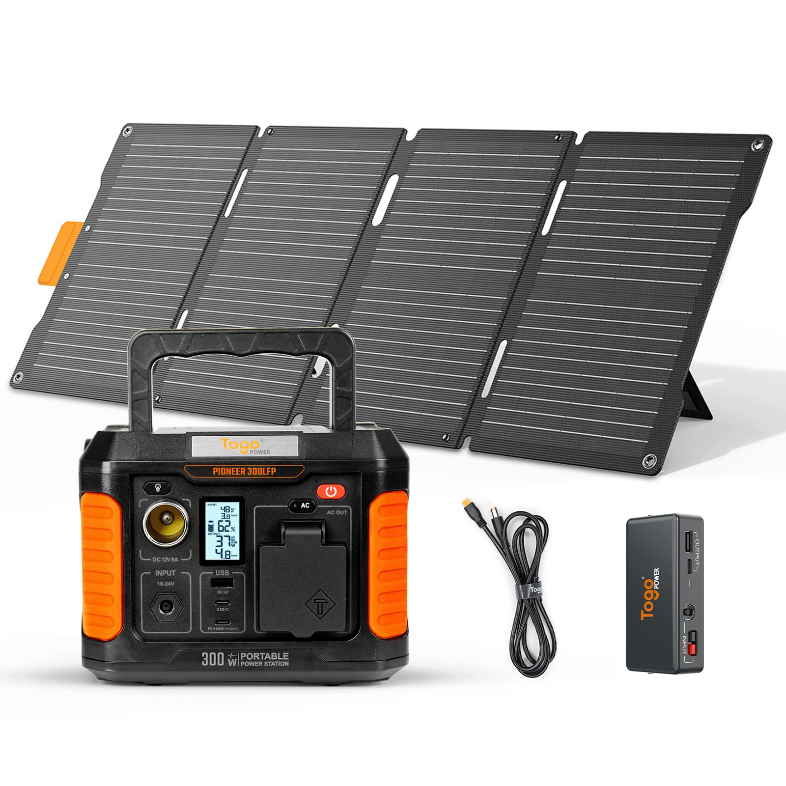 

Портативная электростанция Togo Power и солнечная панель Компактная и чистая синусоида AC100V Легкая 60 Вт Солнечная Высокая конверсия для дома Аварийный источник питания для автомобиля оранжевый