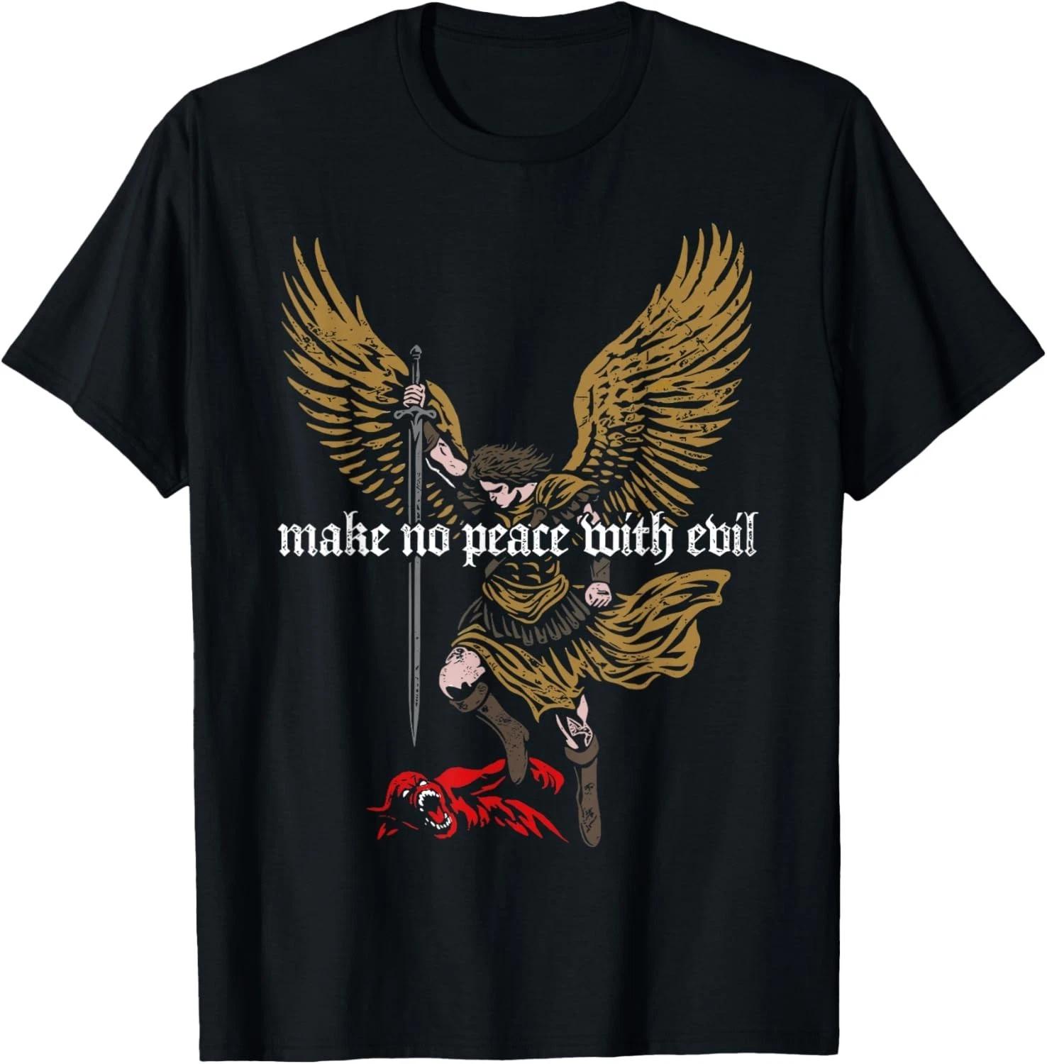 Make No Peace with Evil Archangel Michael Design T-Shirt unisex T-Shirt 2XL