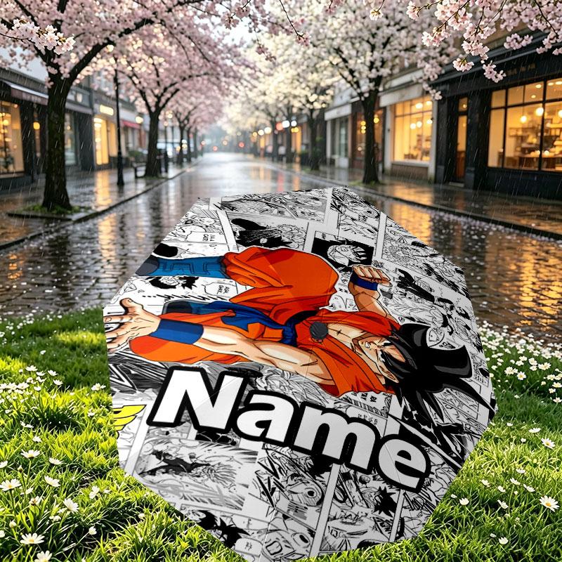 Parapluie Personnalisé Nom Personnalisé Imprimé DRAGON BALL, Ouverture/Fermeture Automatique, Structure Robuste à 8 Baleines, Utilisation Quotidienne, Camping, Randonnée, Cadeau d'Anniversaire