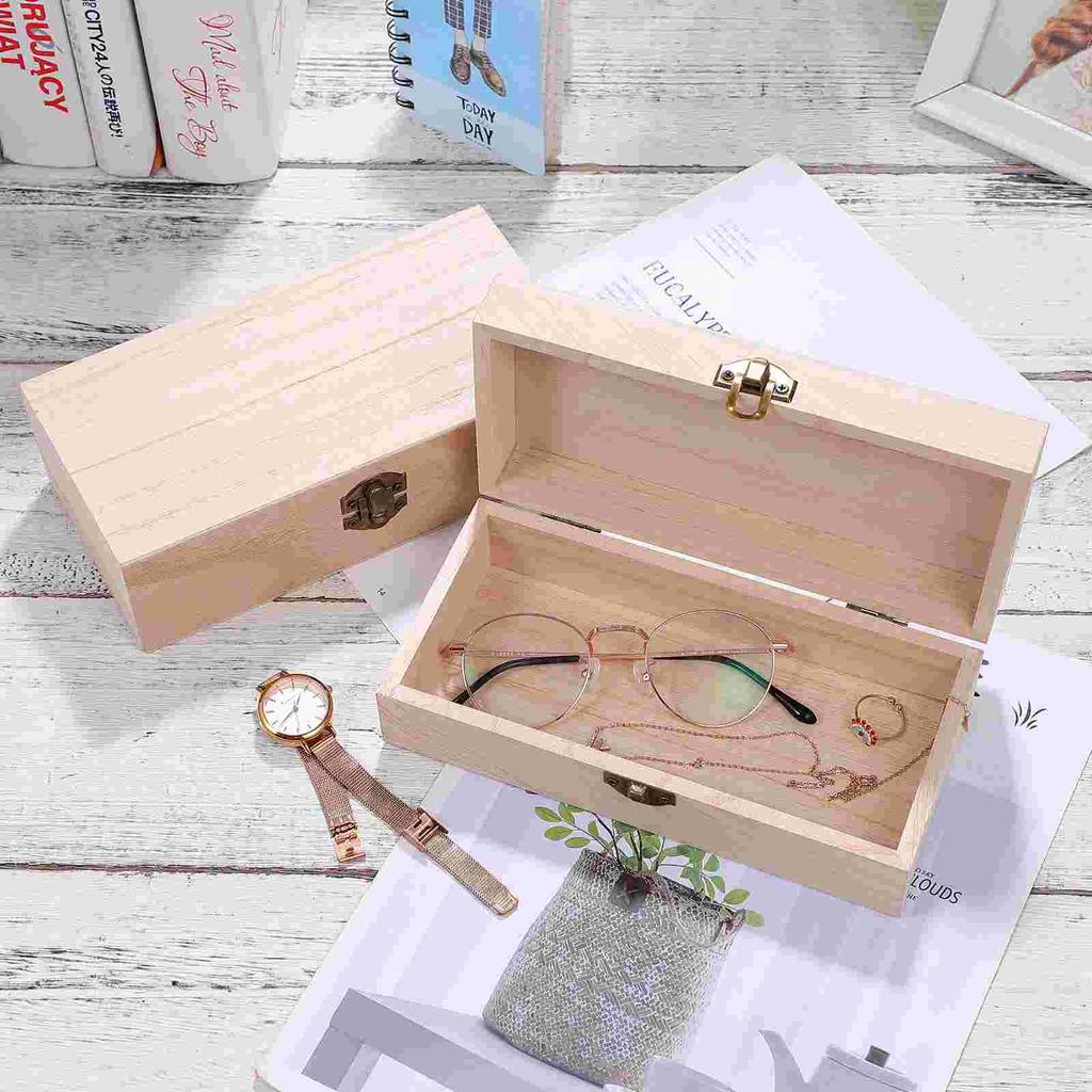 1 Set 2Pcs Retro Wooden Gift Packing Boxes Creative Oblong Gift Storage Boxes Jewelry Box Preserved Flower Box