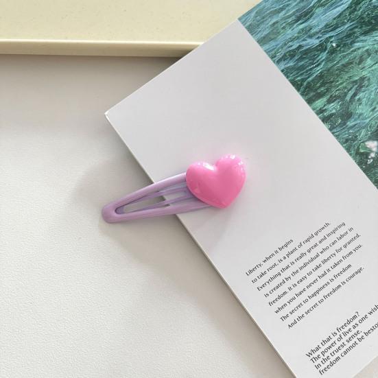 2Pcs Girl Hairpins Candy Color Heart Decor No Slipping Traceless Hair Pins Side Bangs Hair Clips Versatile Hair Accessories