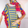 Color Block Chiffon Dress with Headscarf - Plus Size African Muslim Women's Long Robe