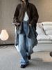 Louvre Spring Korean Retro Distressed Curved-Leg Jeans for Women
