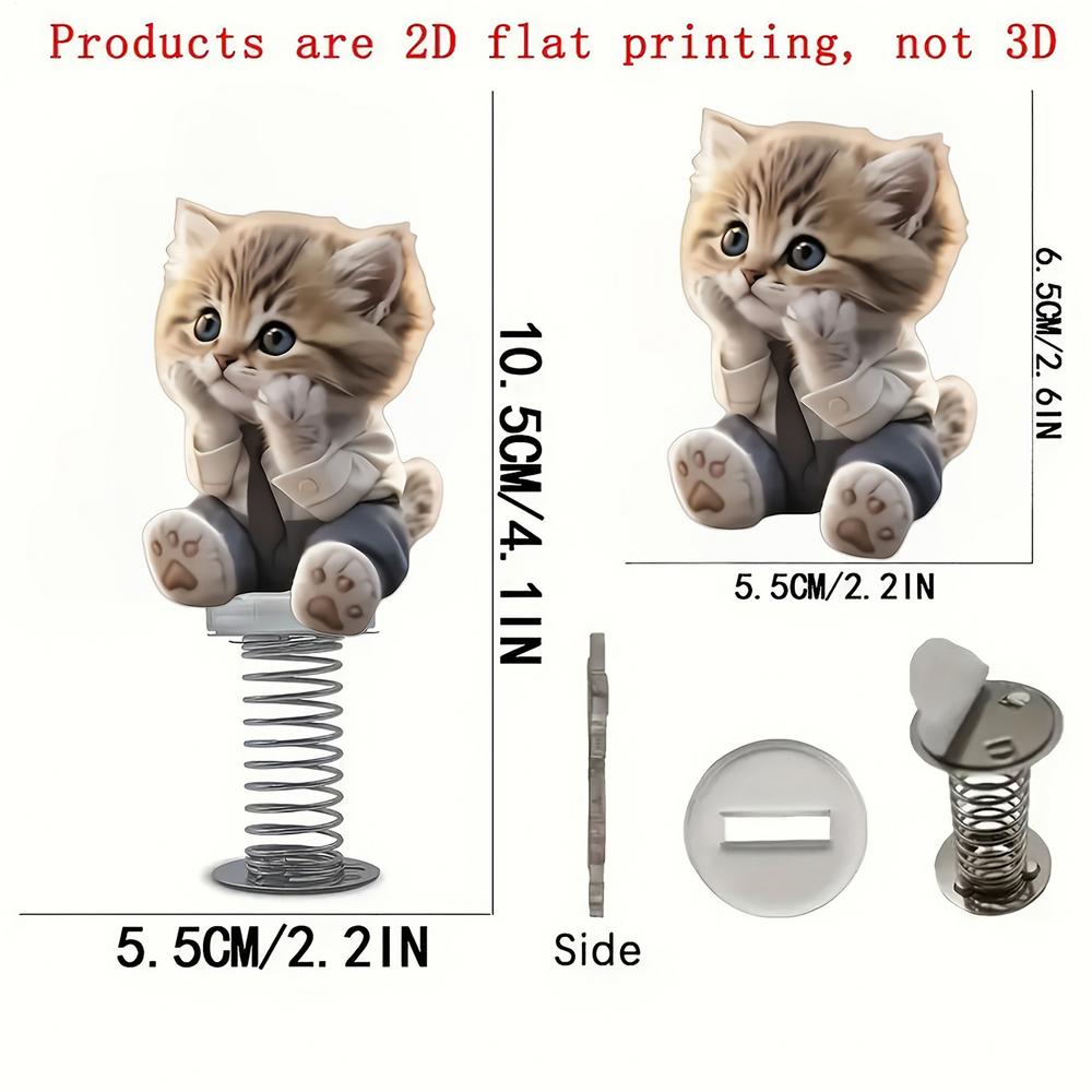 Dashboard Decor Cute Cat Bobble Car Dashboard Toy 2D Decorative Interior Accessories Shake Head Dancing Toy Funny Cute