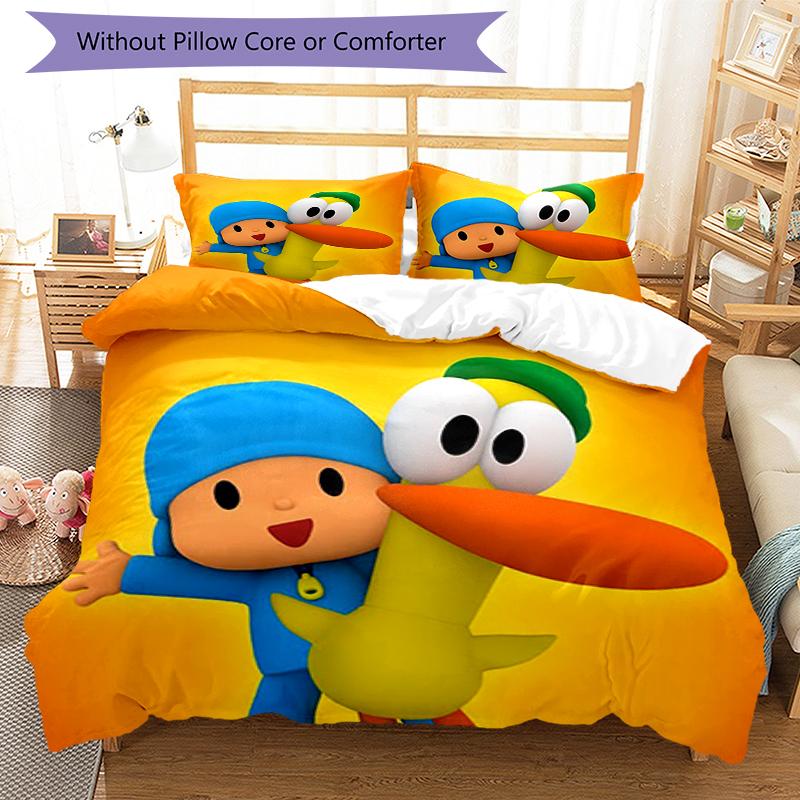 3-teiliges Pocoyo Bettwäsche-Set Bettbezug Verschluss Enthält 1 Bettbezug & 2 Kissenbezüge, Weich und Bequem für Alle Jahreszeiten.