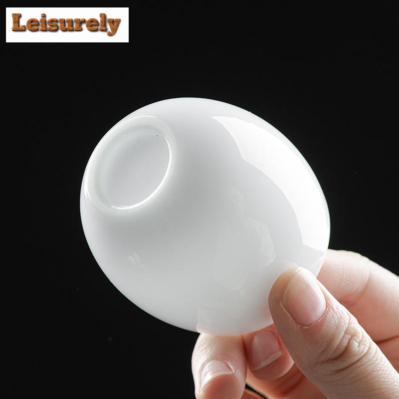 70ml Ice Seed Sheep Fat Jade White Porcelain Tea Cup Egg Shaped Master Cup Personal Tea Bowl Mugs Chazhan Kung Fu Teaset Gift