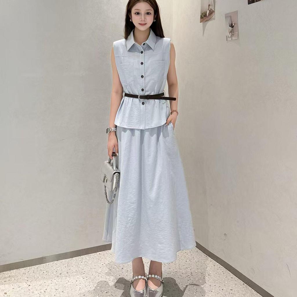 Sleeveless Top & Skirt Set - French Style Summer Fashion, Slim & Elegant Design