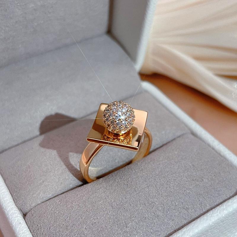 New  Rose Gold Unusual Rings For Women Micro Wax Inlay Spherical Natural Zircon Rings Wedding Trend Wedding Jewelry
