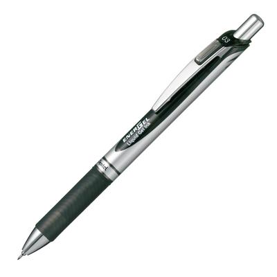 Pentel Ballpoint Pen Gel Ink EnerGel Knock Type 0.3mm Silver Barrel BLN73-A Black