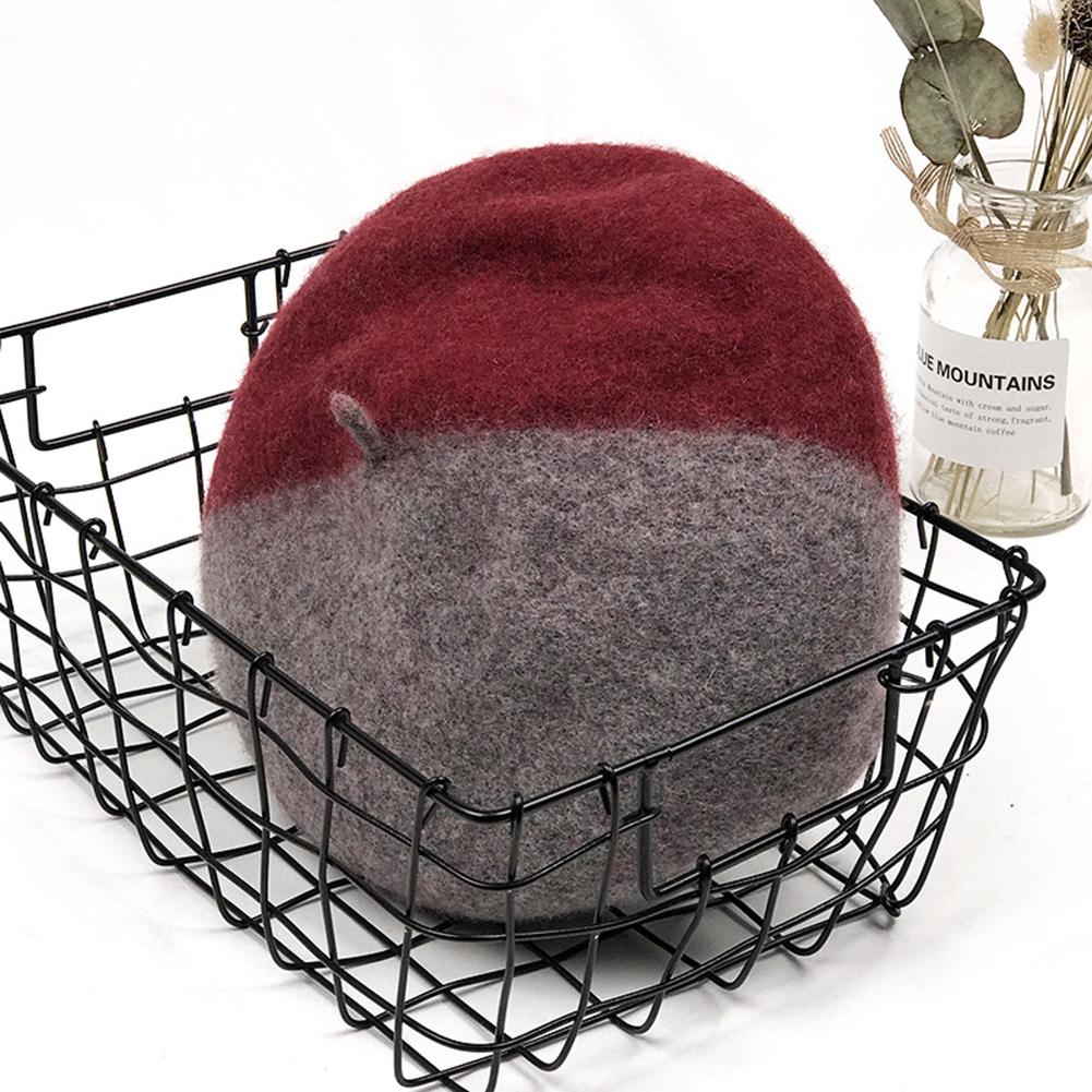 Female Winter Hats Double Color Matching Beret Cap Fashion Soft Cashmere Hats