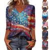 Langarmshirts für Damen V-Ausschnitt Damen Langarm-Oberteile Feuerwerk-Print Langarm-Oberteile für Damen Lässiger Stil Damen Langarm-T-Shirts