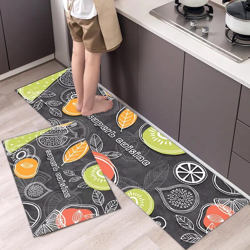 Non-slip Kitchen Carpet Leaves Pattern Rugs for Bedroom Oilproof Home Entrance Door Foot Mat Kitchen Mats for Floor Waterproof