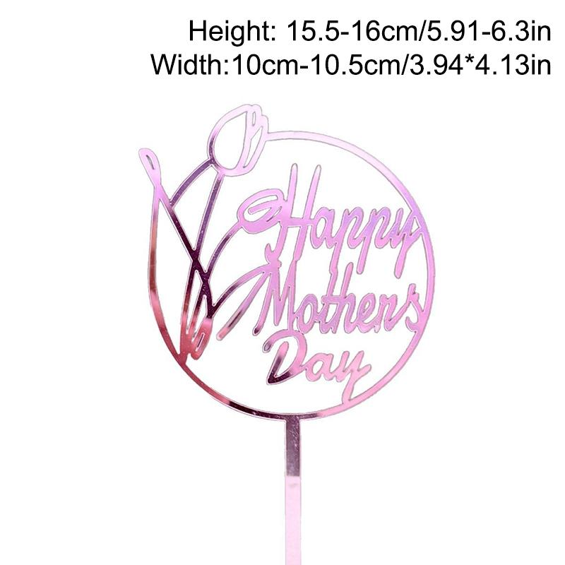 New Happy Mother'S Day Birthday Cake Topper Gold High-Grade Acrylic Mom Party Cake Toppers Mother'S Day Gifts Dessert Decoration